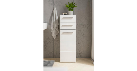 MIDISCHRANK 34/104/31 cm  - Chromfarben/Weiß Hochglanz, KONVENTIONELL, Holzwerkstoff/Kunststoff (34/104/31cm) - Xora