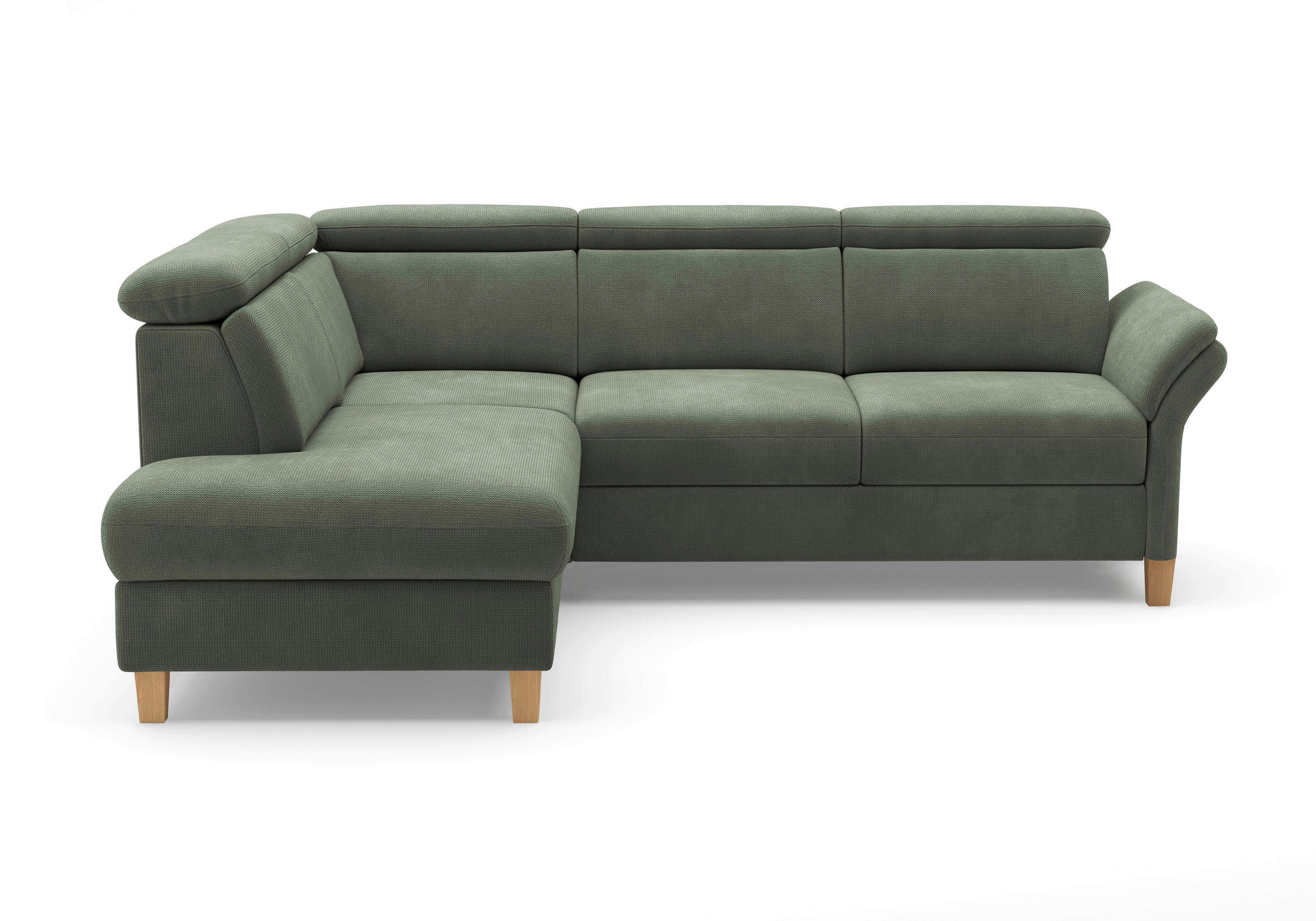ECKSOFA GLENDALE E Dunkelgrün Flachgewebe  - Dunkelgrün/Eichefarben, KONVENTIONELL, Holz/Textil (193/247cm) - Sit & More