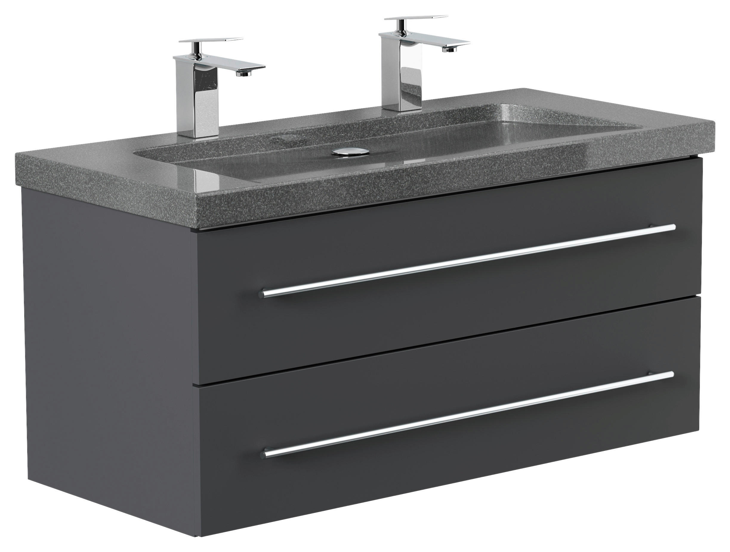 WASCHTISCHKOMBI 100 cm  - Graphitfarben, Basics, Holzwerkstoff/Stein (100cm) - MID.YOU