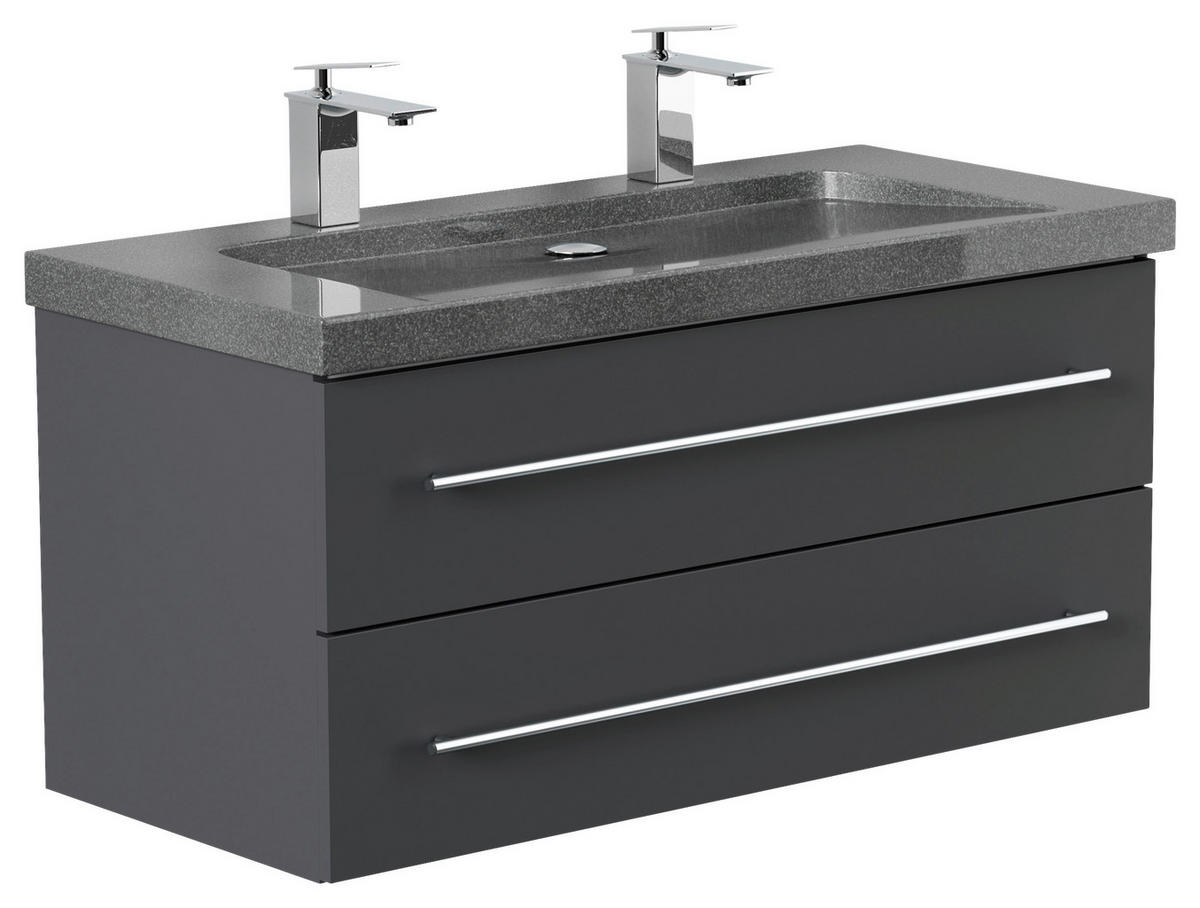 WASCHTISCHKOMBI 100 cm  - Graphitfarben, Basics, Holzwerkstoff/Stein (100cm) - MID.YOU