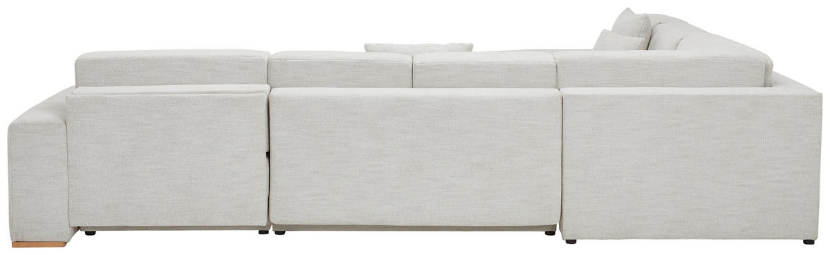 WOHNLANDSCHAFT in Flachgewebe Beige  - Beige/Buchefarben, Konventionell, Holz/Kunststoff (283/371/208cm) - Livetastic