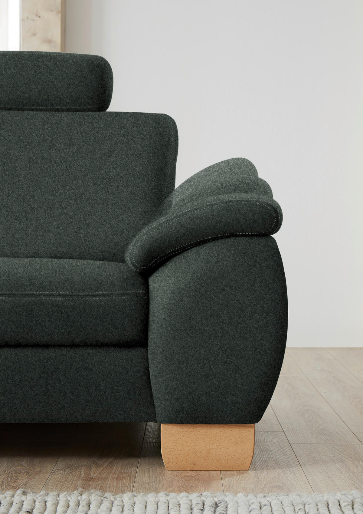 ECKSOFA in Mikrofaser Dunkelgrau  - Wildeiche/Dunkelgrau, Konventionell, Holz/Textil (236/286cm) - Voleo