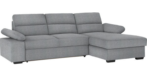 ECKSOFA in Webstoff Grau  - Dunkelbraun/Grau, KONVENTIONELL, Kunststoff/Textil (258/166cm) - Cantus