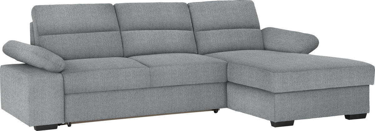 ECKSOFA Grau Webstoff  - Dunkelbraun/Grau, KONVENTIONELL, Kunststoff/Textil (258/166cm) - Cantus