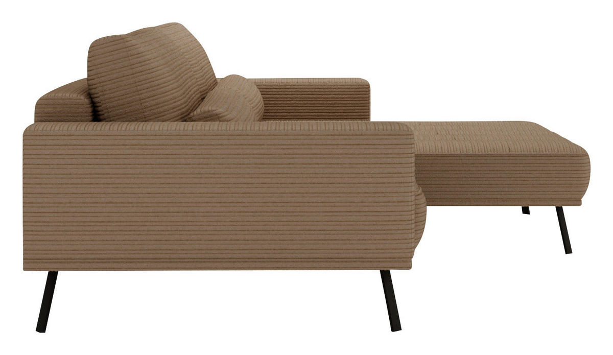 ECKSOFA in Cord Braun  291/204 cm  - Schwarz/Braun, Design, Textil/Metall (291/204cm) - Lomoco