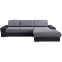 ECKSOFA Graphitfarben, Grau Webstoff Bettkasten, Schlaffunktion, Kopfteilverstellung, Sitztiefenverstellung  - Silberfarben/Graphitfarben, KONVENTIONELL, Holz/Textil (286/203cm) - Livetastic