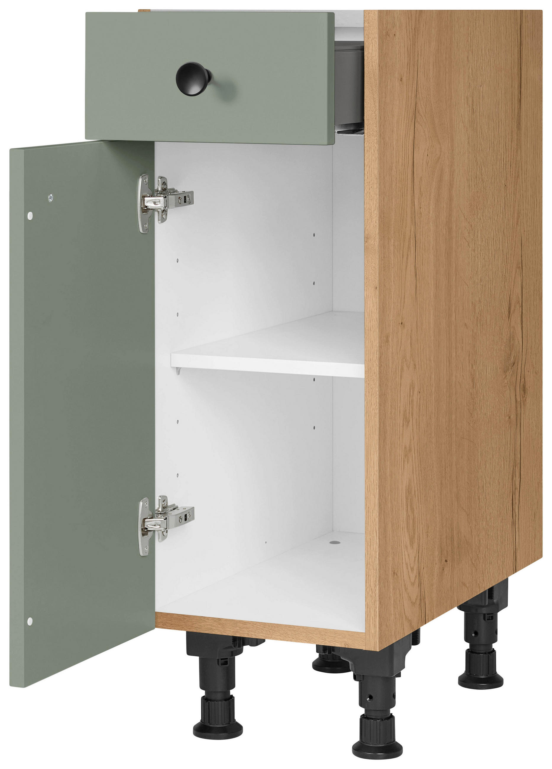 SCHUBKASTENUNTERSCHRANK 30/87/56 cm  in Grün, Eichefarben  - Eichefarben/Schwarz, MODERN, Holzwerkstoff/Metall (30/87/56cm) - Nobilia
