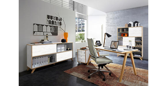 ROLLCONTAINER - Eichefarben/Alufarben, Design, Holzwerkstoff/Metall (43/59/44cm) - Xora