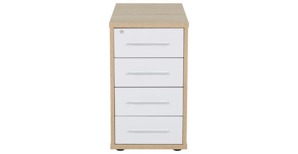 ANSTELLCONTAINER - Silberfarben/Schwarz, KONVENTIONELL, Holzwerkstoff/Kunststoff (43,8/75,6/80cm) - Voleo