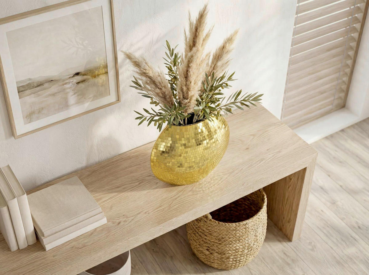 VASE 35 cm  - Goldfarben, Design, Metall (40/10/35cm) - Livetastic