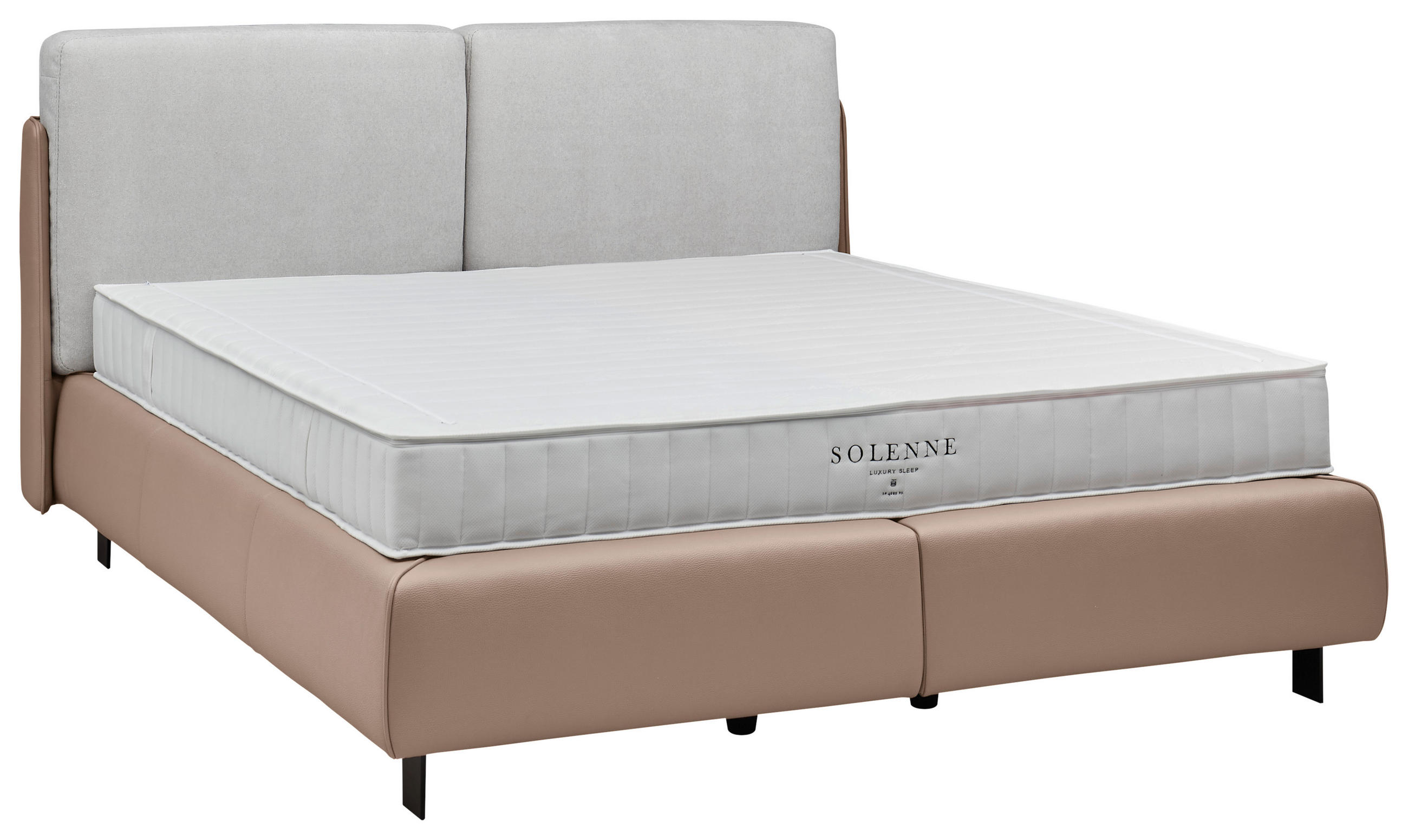BOXSPRINGBETT 180/200 cm  in Hellbraun, Greige  - Hellbraun/Greige, Design, Textil/Metall (180/200cm) - Johann Jakob