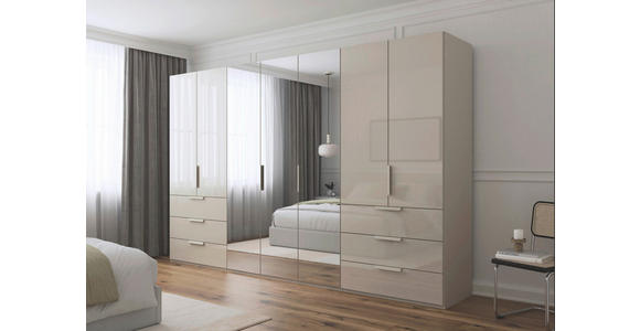 DREHTÜRENSCHRANK 350/235/61 cm,  in Champagner, 7-türig  - Champagner, Basics, Glas/Holzwerkstoff (350/235/61cm) - Novel