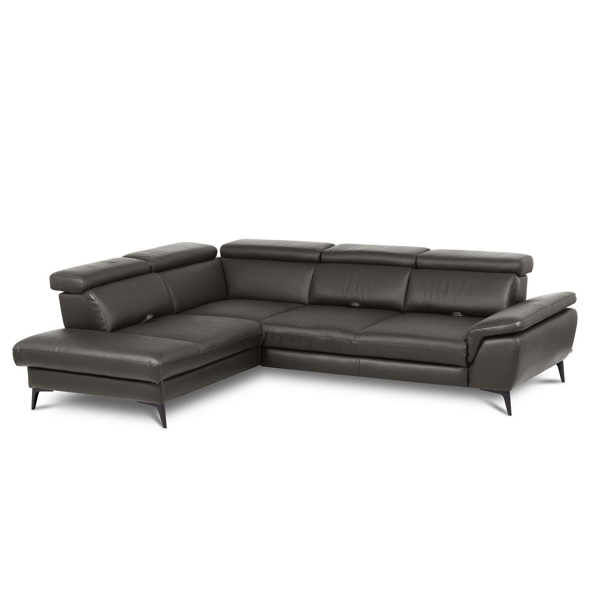 ECKSOFA  in Lederlook Echtleder Dunkelbraun  220/274 cm  - Dunkelbraun/Schwarz, Design, Leder/Textil (220/274cm) - Livetastic