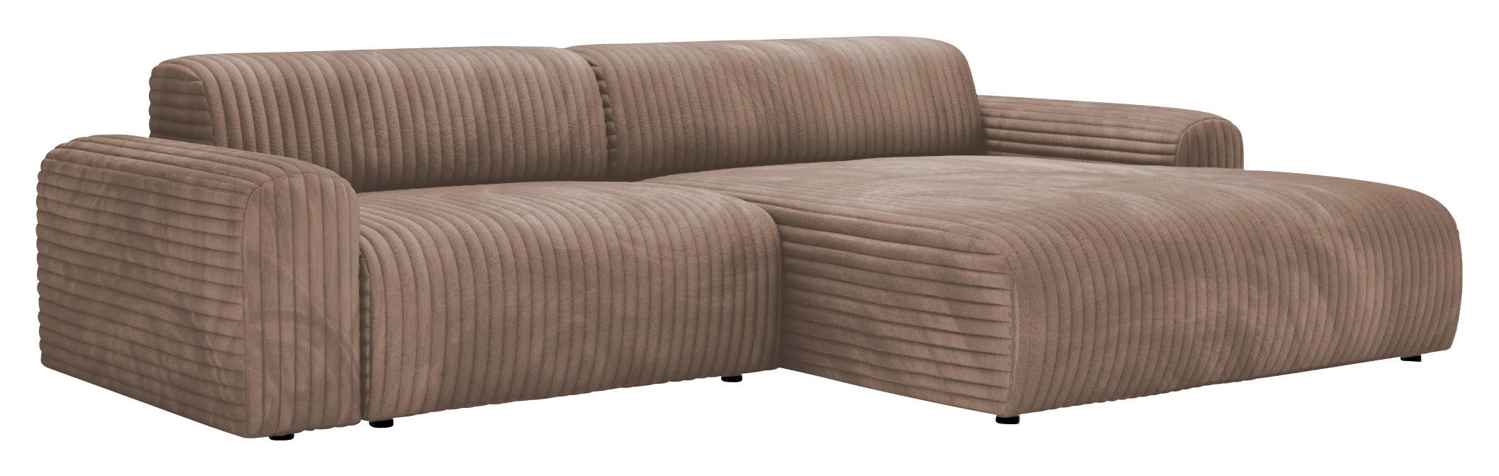 ECKSOFA in Cord Cappuccino  - Schwarz/Cappuccino, Design, Kunststoff/Textil (292/178cm) - Livetastic