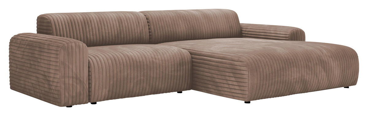 ECKSOFA Cappuccino Cord  - Schwarz/Cappuccino, Design, Kunststoff/Textil (292/178cm) - home24
