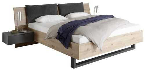 BETTANLAGE - Graphitfarben/Eiche Artisan, Design, Textil (180/200cm) - Carryhome