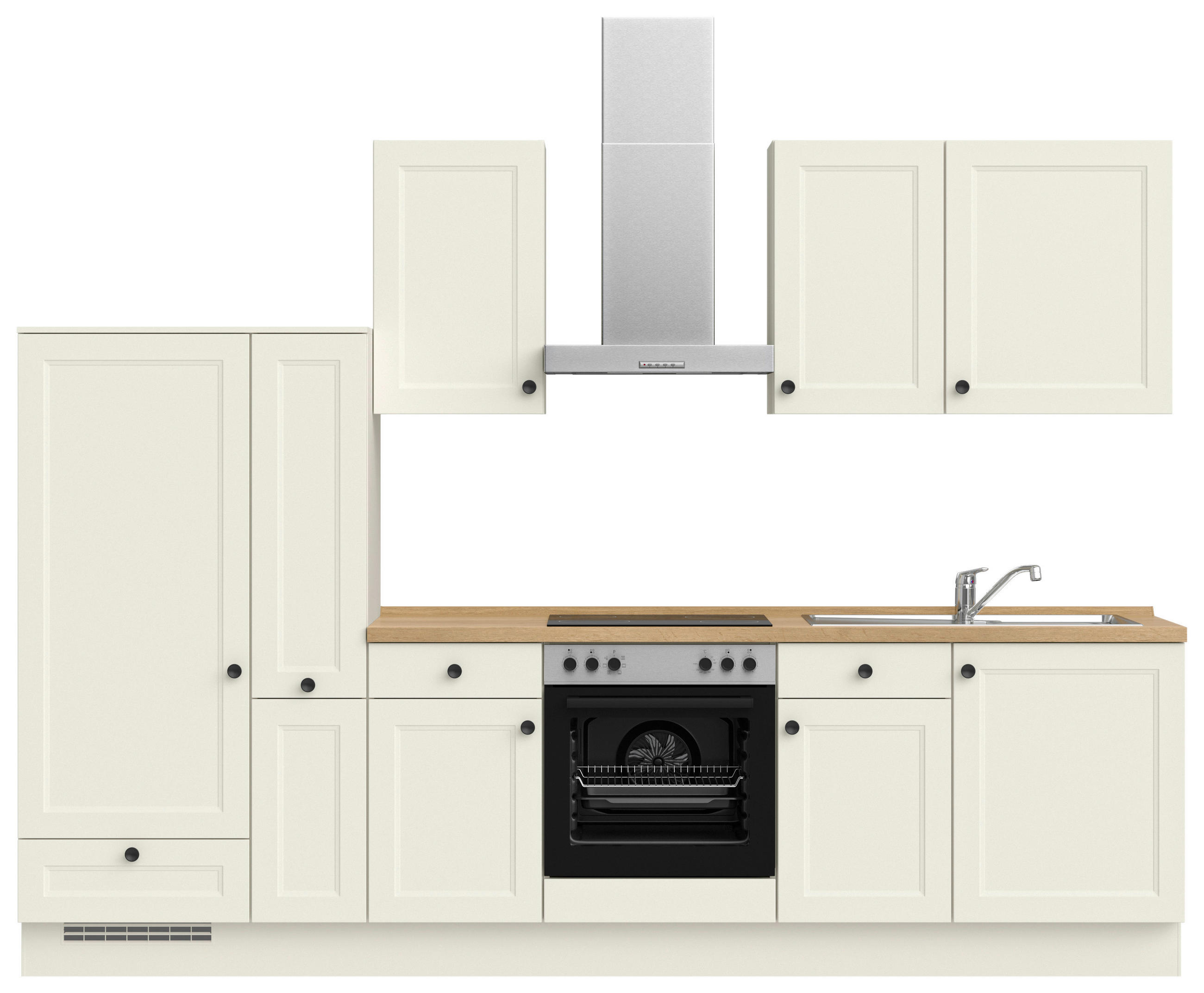 KÜCHENLEERBLOCK 300 cm   in Weiß, Eichefarben  - Eichefarben/Schwarz, MODERN, Holzwerkstoff/Metall (300cm) - Nobilia