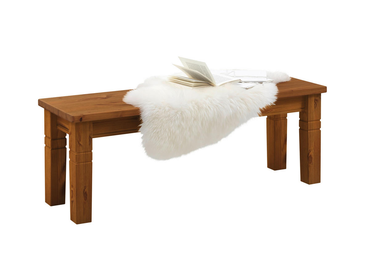 SITZBANK 130/46/40 cm Bernsteinfarben Kiefer massiv  - Bernsteinfarben, ROMANTIK / LANDHAUS, Holz (130/46/40cm) - Boxxx