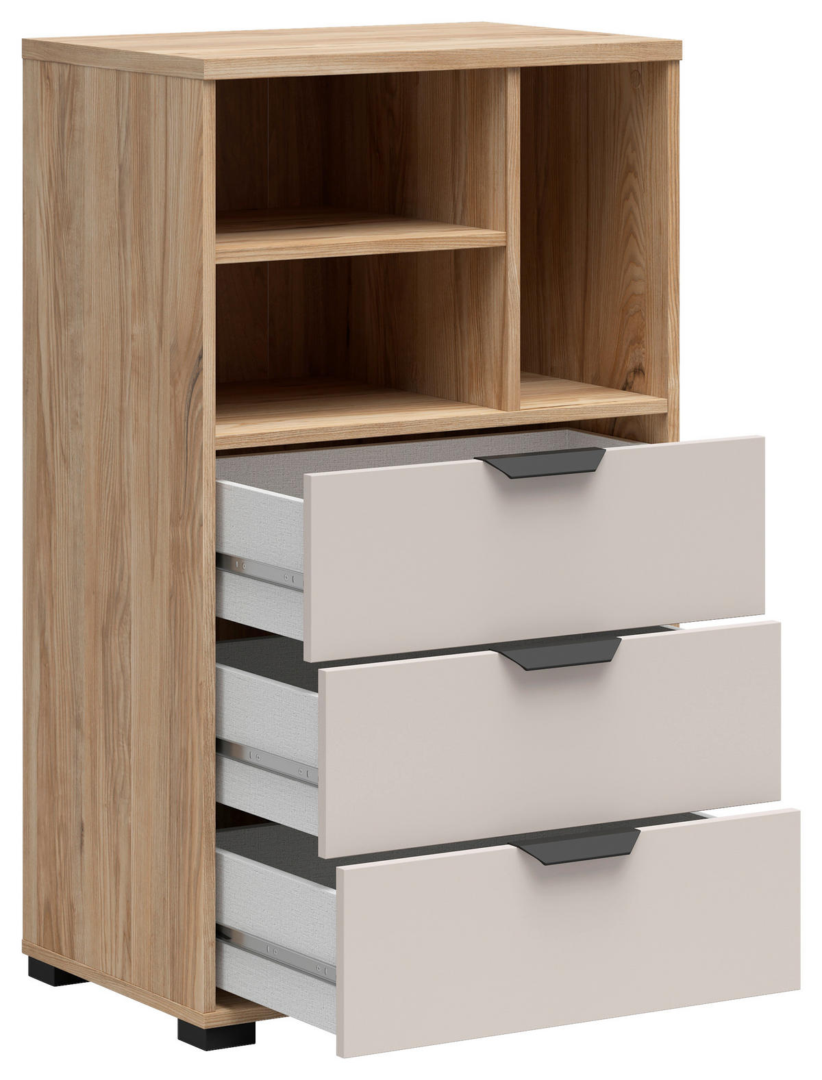 KOMMODE , 60/102,5/40 cm, 3 Schublade(n)  - Kaschmir/Eichefarben, Basics, Holzwerkstoff/Kunststoff (60/102,5/40cm) - Milino