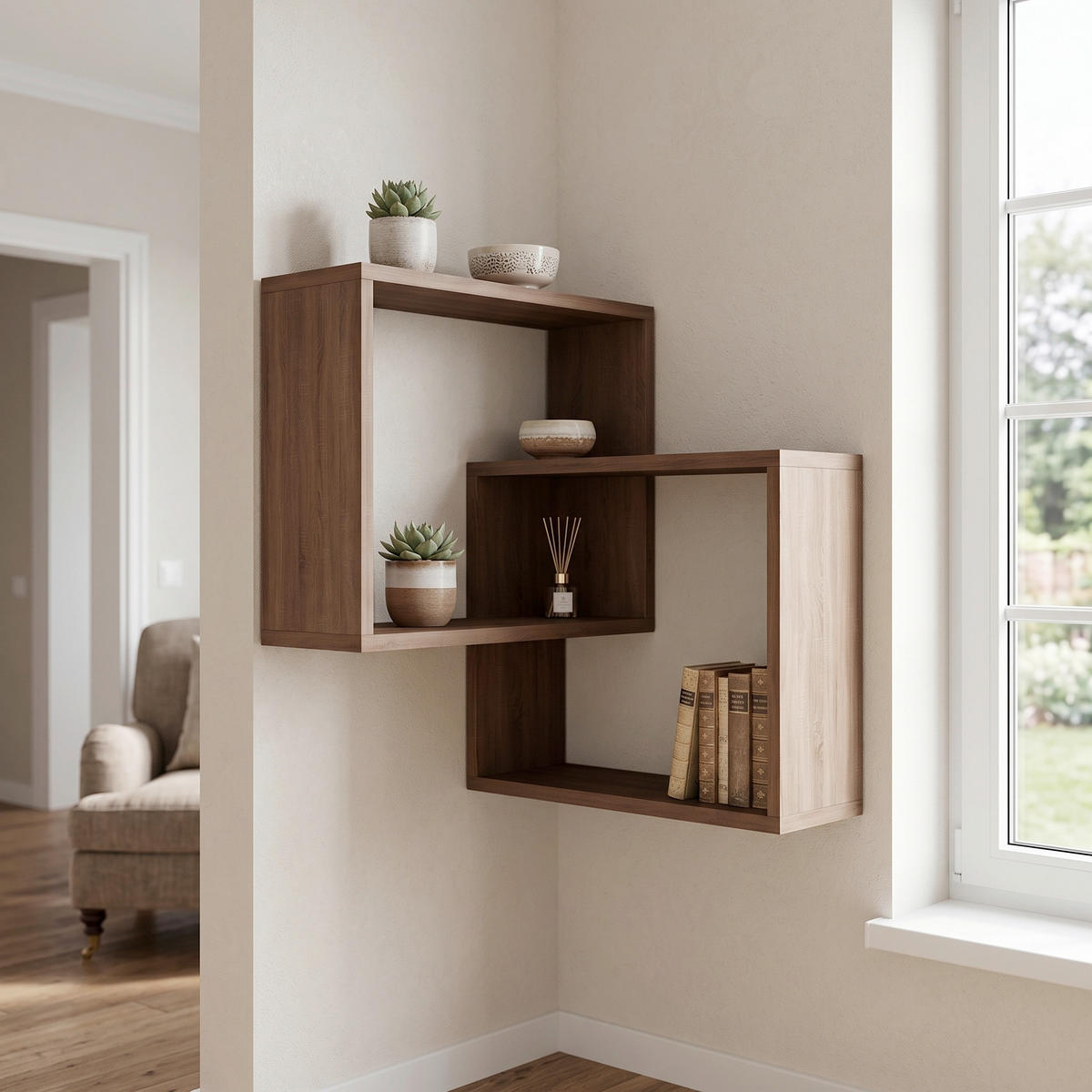 WANDBOARD in 60/68/20 cm Eichefarben  - Eichefarben, Design, Holzwerkstoff (60/68/20cm) - Livetastic