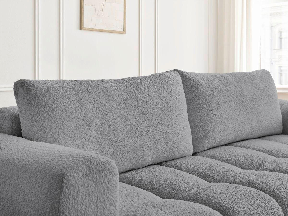 SCHLAFSOFA FUJI Bouclé Dunkelgrau  inkl.  - Dunkelgrau/Schwarz, MODERN, Kunststoff/Textil (251/113/88cm)