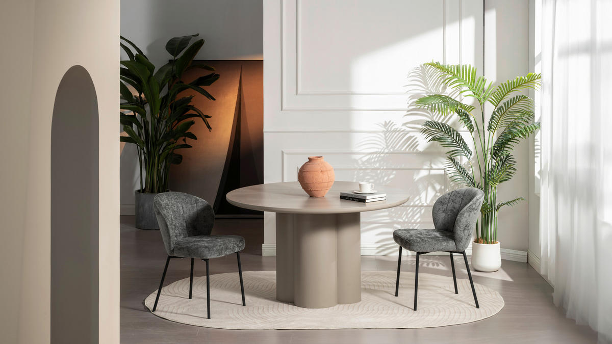 STOL, les, kovina, tekstil siva  - siva, Moderno, kovina/tekstil (55/79/59cm) - P & B