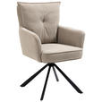 ARMLEHNSTUHL  Stoffauswahl, inklusive Armlehnen, Sitzfläche 180° drehbar Cord  - Hellbraun/Schwarz, Design, Textil/Metall (60/95/67cm) - Novel