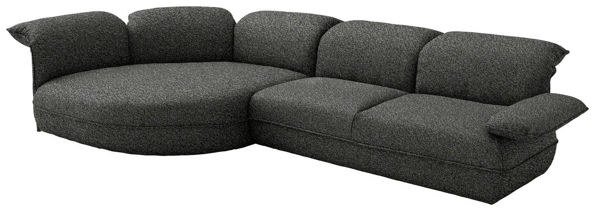ECKSOFA Chenille Blaugrau  - Blaugrau/Schwarz, Design, Kunststoff/Textil (154/343cm) - Koinor