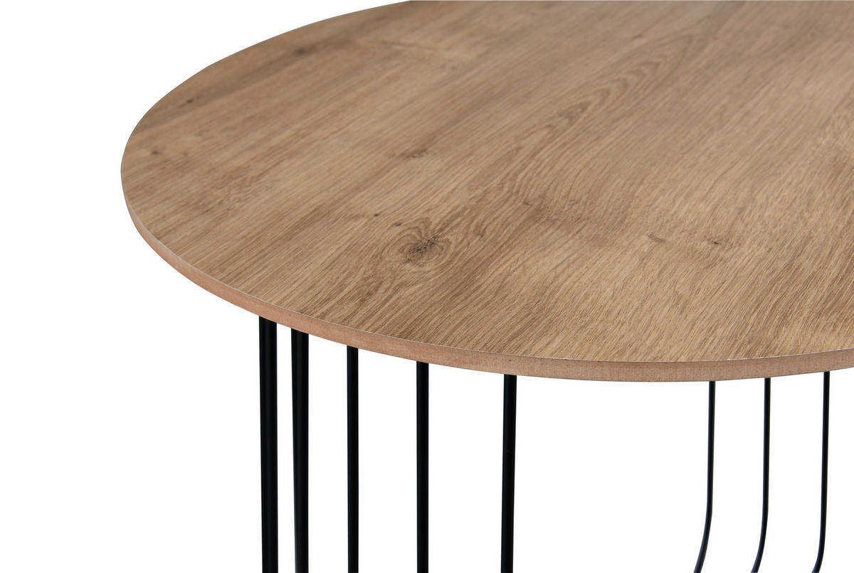 BEISTELLTISCH 50/50/50 cm Schwarz, Eiche Artisan rund  - Schwarz/Eiche Artisan, MODERN, Holzwerkstoff/Metall (50/50/50cm) - Milino