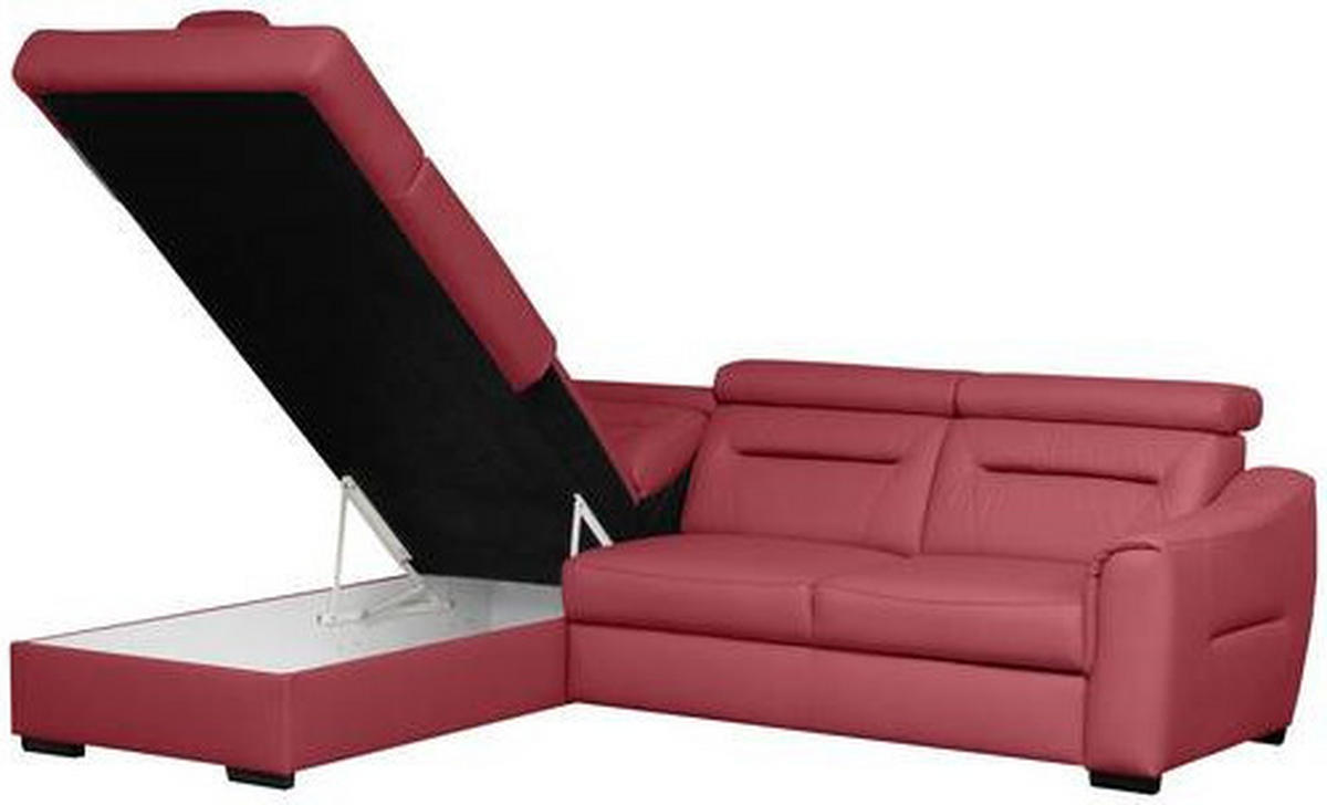 ECKSOFA  in Lederlook Echtleder Rot  - Wengefarben/Rot, Design, Leder/Holz (212/260cm) - Celina Home