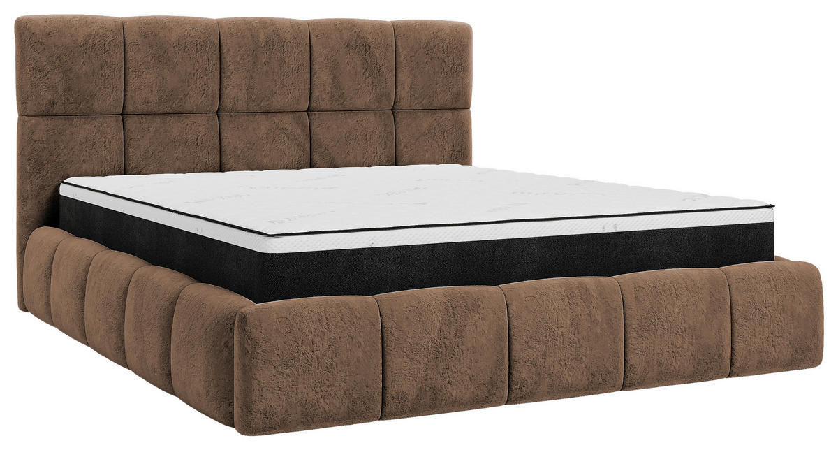 Stoppad säng Cherry 140/200 cm  i brun  - brun/svart, Modern, metall/trämaterial (140/200cm) - MID.YOU