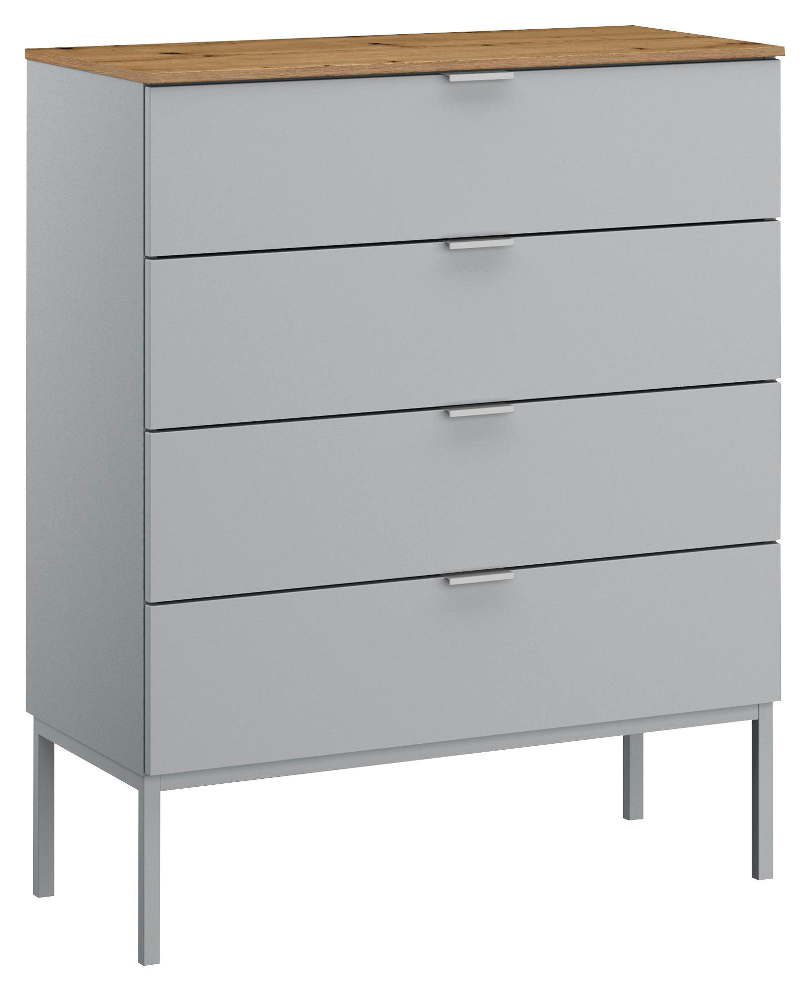 KOMMODE 80/100/42 cm Grau, Eichefarben  - Eichefarben/Alufarben, Trend, Holzwerkstoff/Kunststoff (80/100/42cm) - Stylife