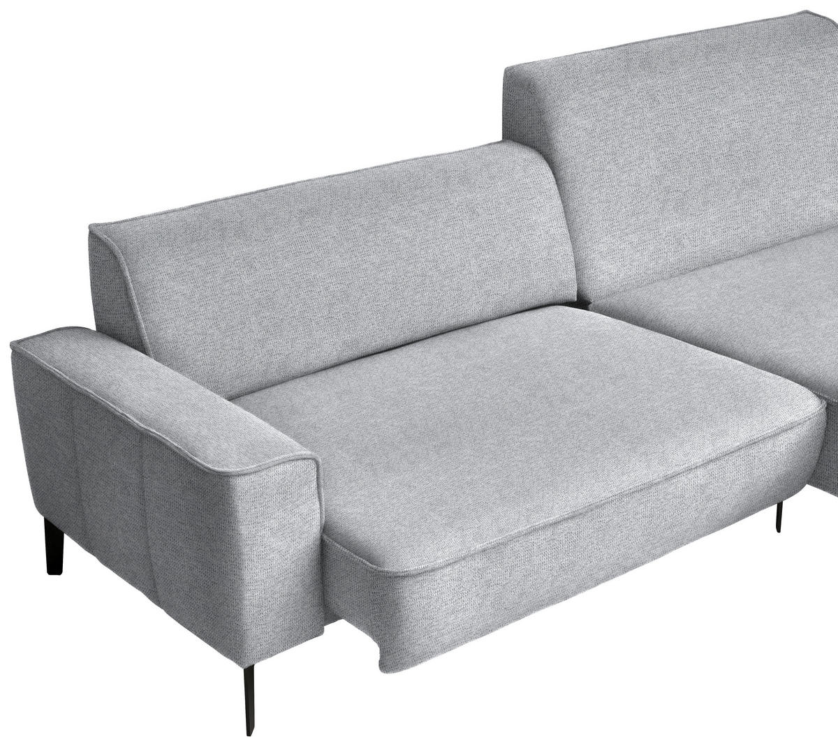 ECKSOFA in Flachgewebe Grau  285/190 cm  - Schwarz/Grau, Design, Textil/Metall (285/190cm) - Johann Jakob