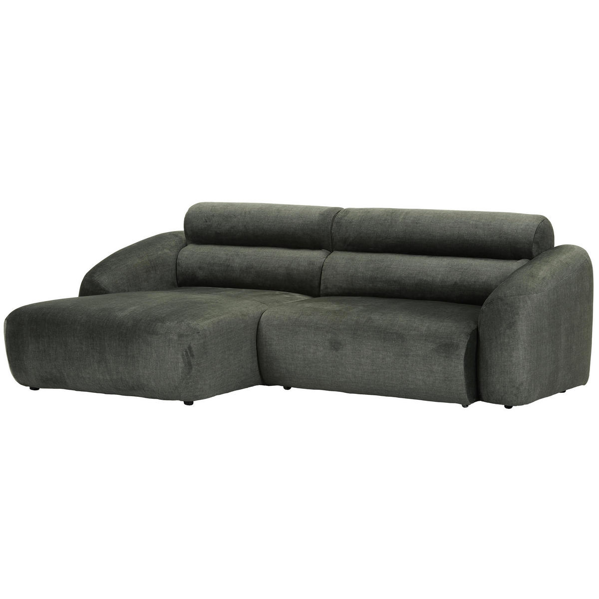 ECKSOFA Aruna Waldgrün Flachgewebe Rücken echt, Relaxfunktion, Sitztiefenverstellung  - Waldgrün/Schwarz, Design, Kunststoff/Textil (165/245cm) - Lomoco