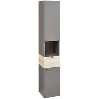 VISOKI ORMAR  boja pinije, tamnosiva  - tamnosiva/boja pinije, Osnovno, staklo/metal (30/169,6/33cm) - Xora