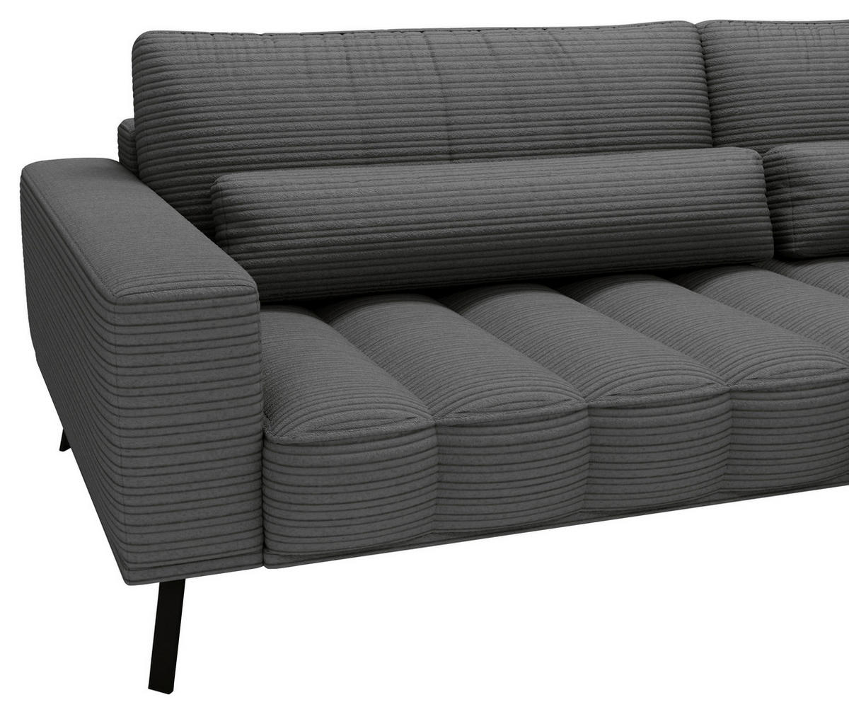 ECKSOFA in Cord Anthrazit  291/204 cm  - Anthrazit/Schwarz, Design, Textil/Metall (291/204cm) - Lomoco