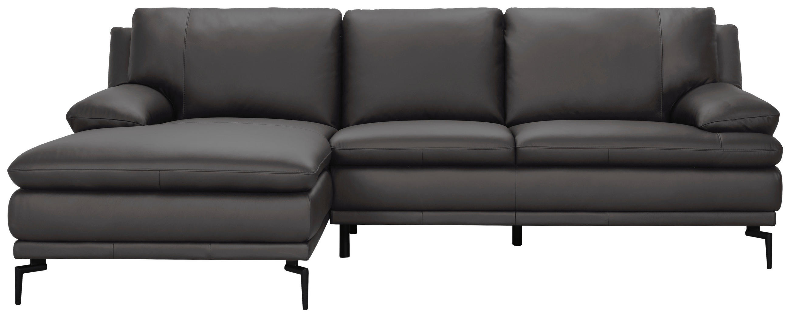 ECKSOFA Grau Echtleder  - Schwarz/Grau, Design, Leder (158/248cm) - MID.YOU