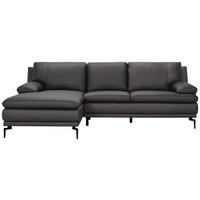 ECKSOFA Grau Echtleder  - Schwarz/Grau, Design, Leder (158/248cm) - MID.YOU