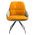 ARMLEHNSTUHL  Beinauswahl, Sitzfläche 360° drehbar, Stoff-/Lederauswahl Velours  Naturfarben, Currygelb  - Currygelb/Schwarz, Design, Textil/Metall (60/86/66cm) - Dieter Knoll