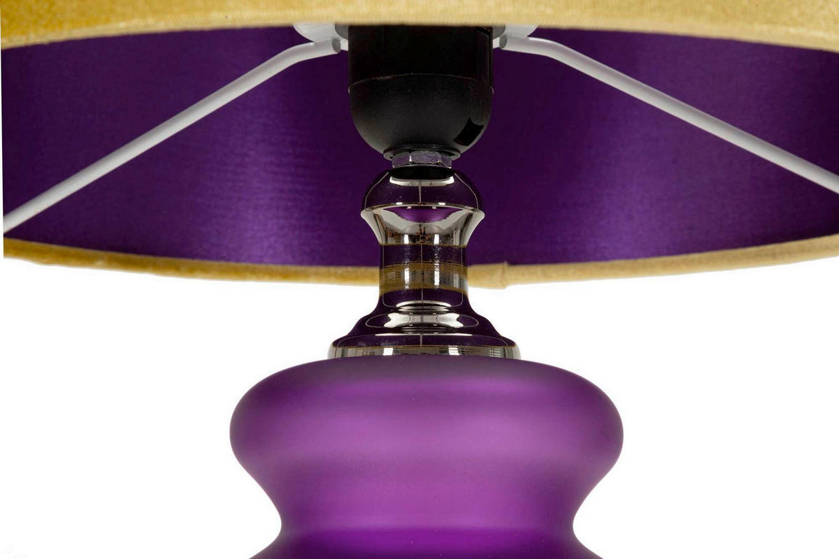 TISCHLEUCHTE   - Gelb/Lila, Basics, Glas/Textil (32.5/57.5/32.5cm)