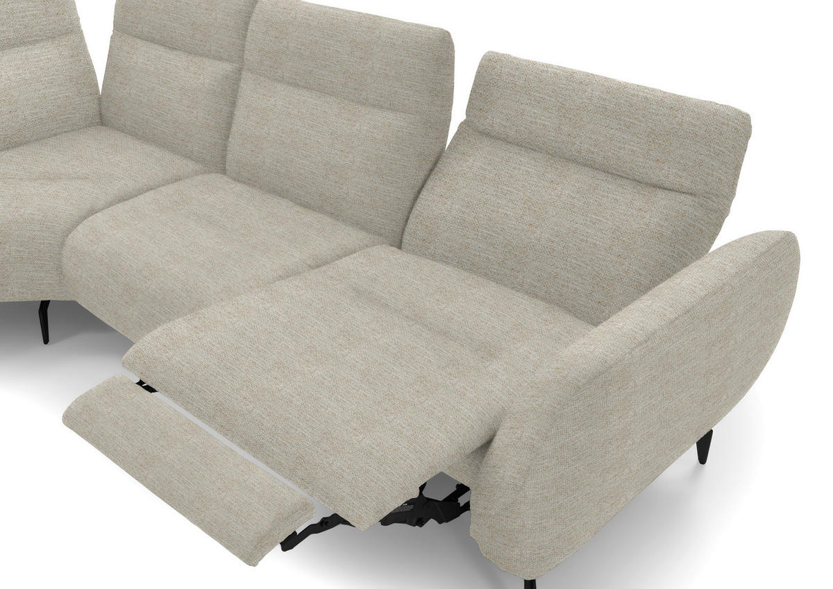 ECKSOFA in Webstoff Beige  223/290 cm  - Beige/Schwarz, Design, Textil/Metall (223/290cm) - Moderano