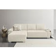 ECKSOFA Creme Chenille Rückenkissen, Bettkasten, Schlaffunktion, Rücken echt, Armteilverstellung, Liegefläche im Originalstoff  - Silberfarben/Creme, KONVENTIONELL, Holz/Textil (187/293cm) - Carryhome