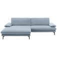 ECKSOFA  in Webstoff Hellblau  184/284 cm  - Schwarz/Hellblau, Design, Textil/Metall (184/284cm) - Dieter Knoll