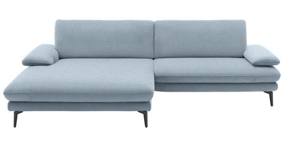 ECKSOFA  in Webstoff Hellblau  184/284 cm  - Schwarz/Hellblau, Design, Textil/Metall (184/284cm) - Dieter Knoll