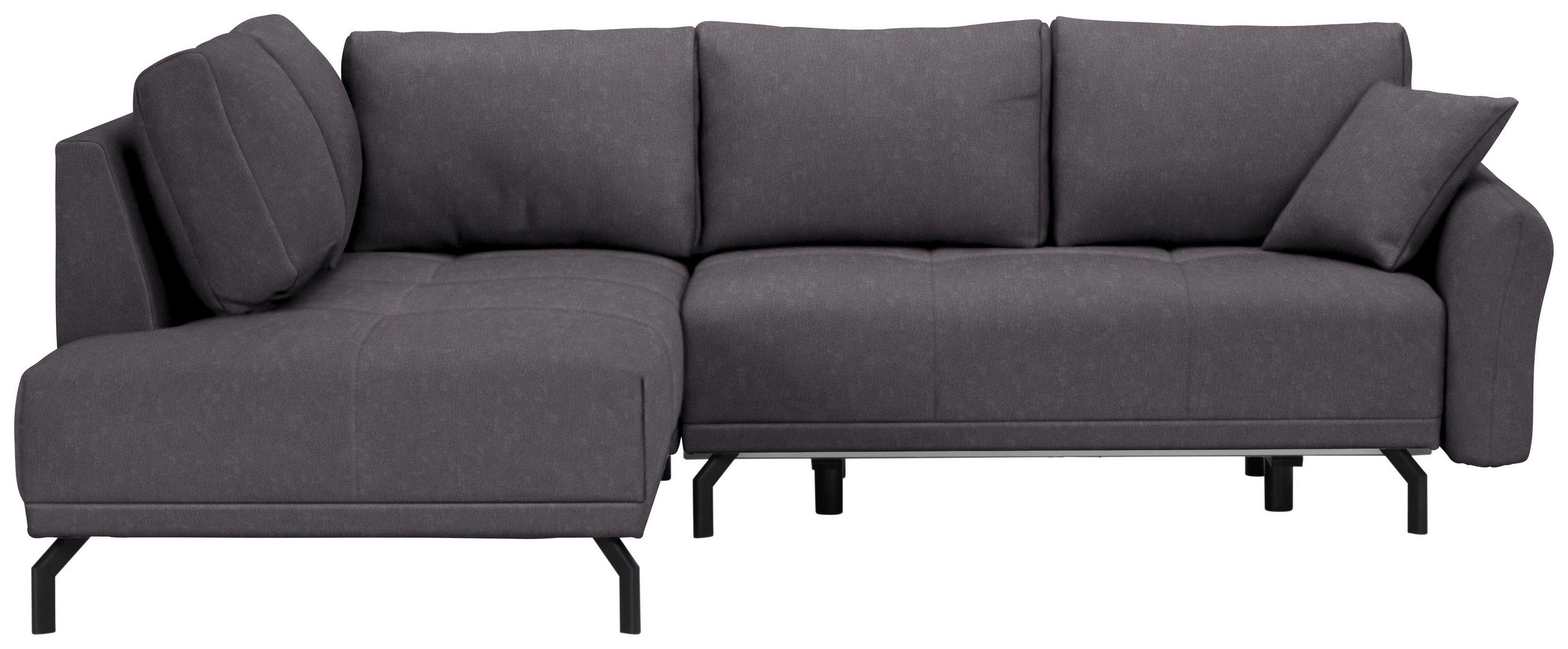 ECKSOFA Dunkelgrau Samt  - Dunkelgrau/Schwarz, LIFESTYLE, Textil/Metall (191/250cm) - Carryhome