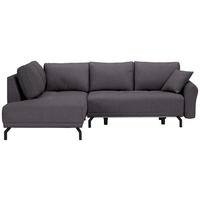 ECKSOFA Dunkelgrau Samt  - Dunkelgrau/Schwarz, LIFESTYLE, Textil/Metall (191/250cm) - Carryhome
