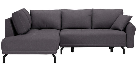 ECKSOFA in Samt Dunkelgrau  - Dunkelgrau/Schwarz, LIFESTYLE, Textil/Metall (191/250cm) - Carryhome