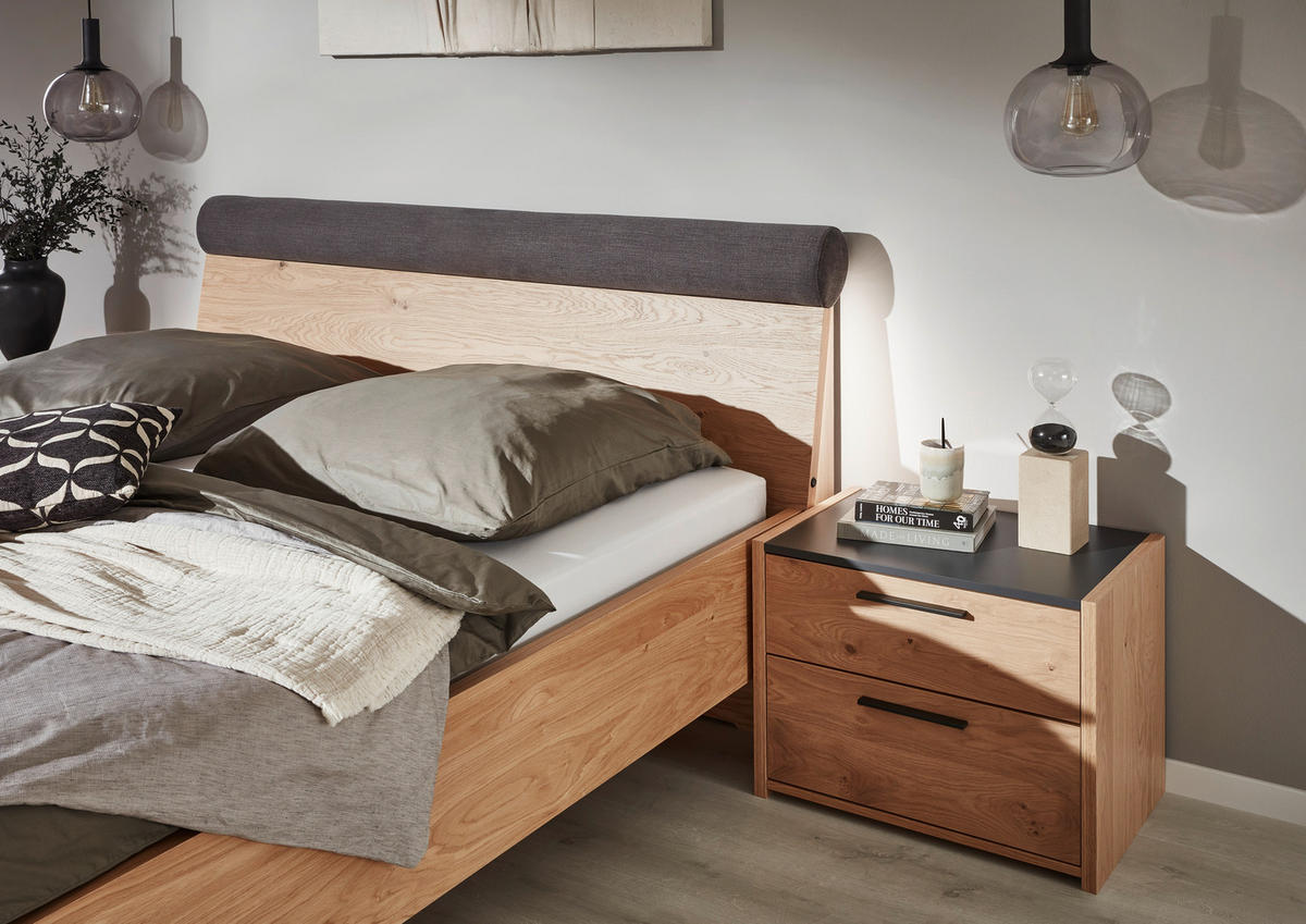 NACHTTISCH 65,2/48,6/46 cm  furniert Balkeneiche Anthrazit, Eichefarben  - Eichefarben/Anthrazit, Konventionell, Holz/Holzwerkstoff (65,2/48,6/46cm) - Dieter Knoll