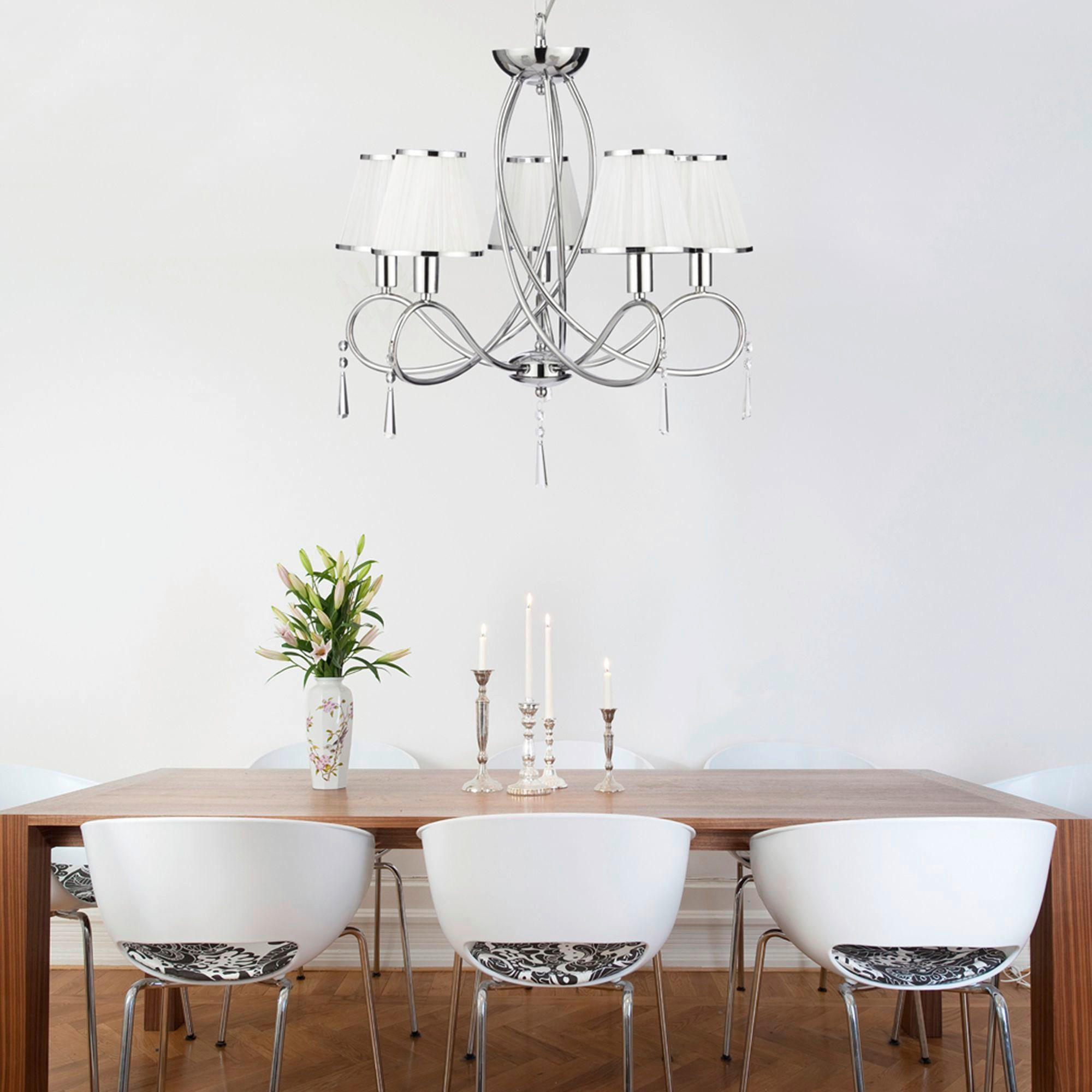 Lampă suspendată - alb, Basics, metal/textil (55/120/59cm)