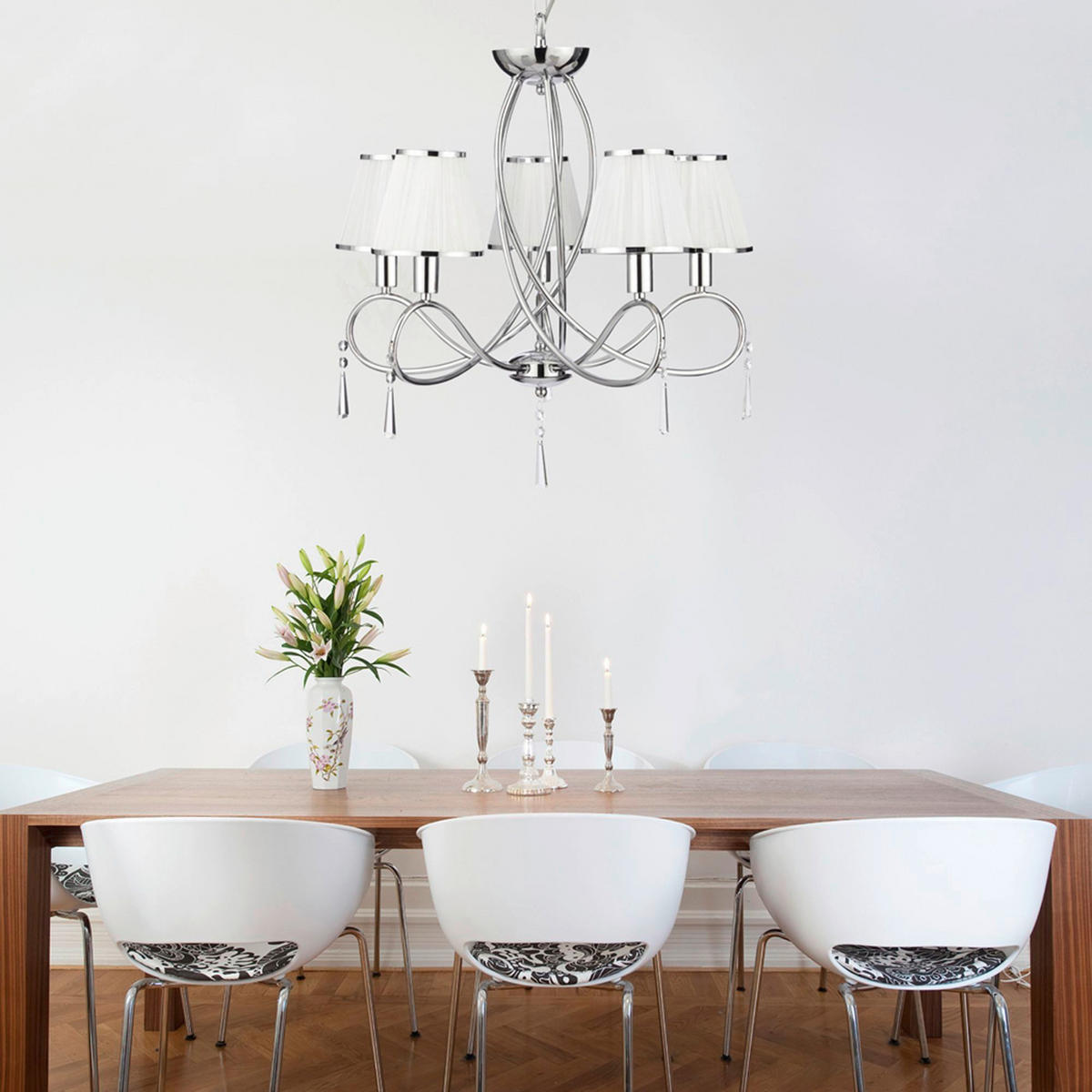 Lampă suspendată - alb, Basics, metal/textil (55/120/59cm)
